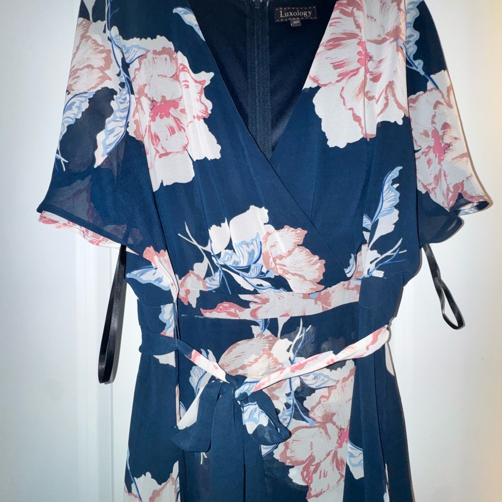 Luxology Navy and Pink Floral Maxi Dress - Picture 2 of 3